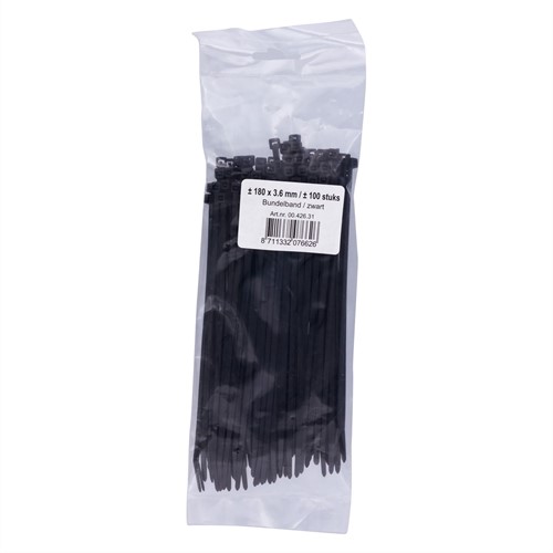 Tie wrap, 180 x 3,6 mm, zwart, plm. 100 stuks-2