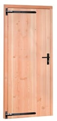 Douglas enkele deur incl. kozijn, afm. 90 x 201 cm met zwart beslag - linksdraaiend - onbehandeld (blank) douglas