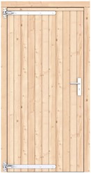 Enkele deur,  afm. 108 x 209 cm. - Vuren groen geïmpregneerd - linksdraaiend - rvs