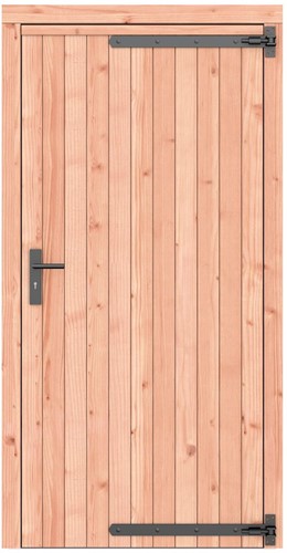 Enkele deur,  afm. 108 x 209 cm. - Douglas onbehandeld - rechtsdraaiend - zwart