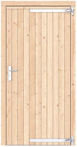 Enkele deur,  afm. 108 x 209 cm. - Vuren onbehandeld - rechtsdraaiend - rvs