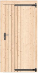 Enkele deur,  afm. 108 x 209 cm. - Vuren onbehandeld - rechtsdraaiend - zwart