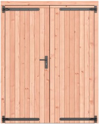 Dubbele deur,  dicht, afm. 168 x 209 cm. - Douglas onbehandeld - zwart
