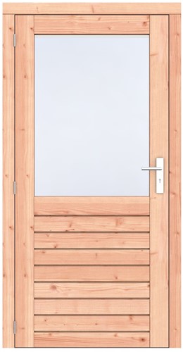 Enkele deur Prestige, 1-ruits/6-ruits, afm. 108 x 209 cm. - Douglas onbehandeld - linksdraaiend
