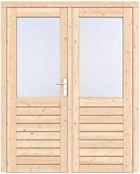 Dubbele deur Prestige, 1-ruits/6-ruits, afm. 168 x 209 cm. - Vuren onbehandeld