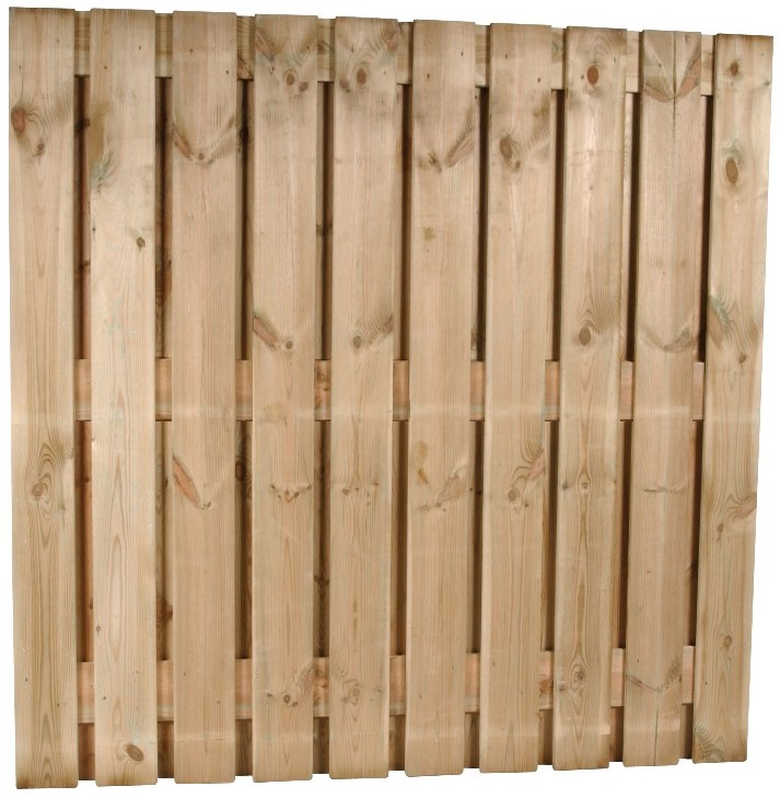 Snel leg uit terras hout/betonschutting 10x10-systeem, plm. 110 cm hoog - per 1,9 m - 22-planks  om-en-om - grijs stampbeton (ruw) bij Buitengoed
