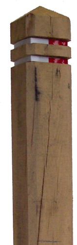 paal met diamantkop, afm.  15 x 15 cm, lengte 140 cm, eiken, ingefreesd (zonder bandjes)