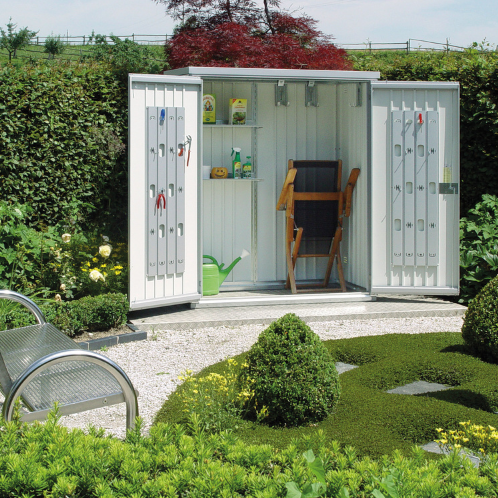 Biohort metalen tuinkast - afm. 155 x 83 cm - hoogte: 182 cm - kwartgrijs metallic-3