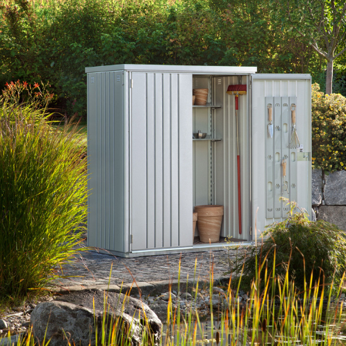 Biohort metalen tuinkast - afm. 155 x 83 cm - hoogte: 182 cm - zilver metallic-2
