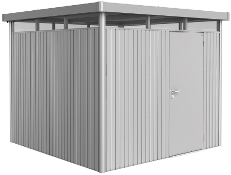 Biohort metalen berging Highline H4 - 275 x 275 cm - enkele deur - zilver metallic