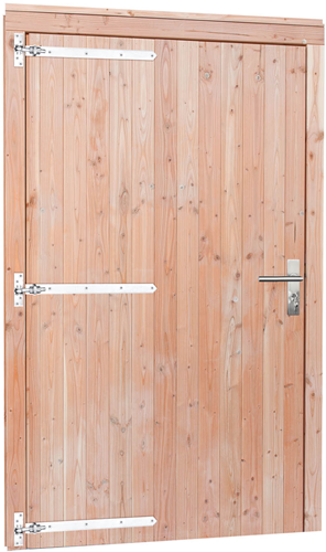 Douglas enkele deur incl. kozijn, extra breed en hoog, afm. 119 x 209 cm. - rechtsdraaiend - onbehandeld (blank) douglas