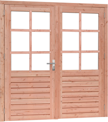 Douglas dubbele deur Prestige incl. kozijn, 6-ruits, afm. 202 x 221 cm.
