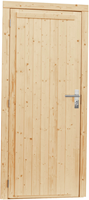 Vuren enkele deur dicht incl. kozijn, afm. 90 x 201 cm.