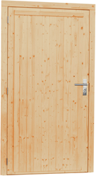 Vuren enkele deur dicht  incl. kozijn, extra breed, afm. 112 x 201 cm. - linksdraaiend - onbehandeld (blank) vuren