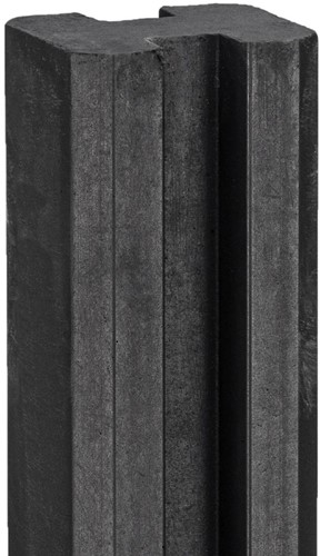 Beton tussenpaal met sleuf, 10 x 10 x 294 cm, glad, antraciet gecoat