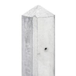 Beton tussenpaal, 10 x 10 x 180 cm, met diamantkop, glad, wit/grijs