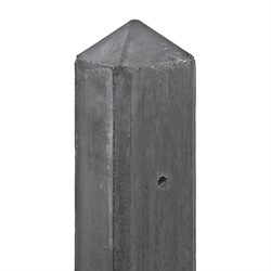 Beton tussenpaal, 10 x 10 x 308 cm, met diamantkop, glad, antraciet