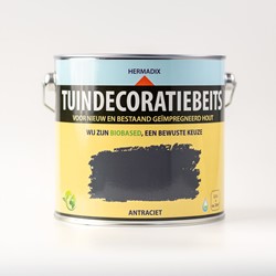 Hermadix tuindecoratiebeits, dekkend antraciet, blik 2,5 liter