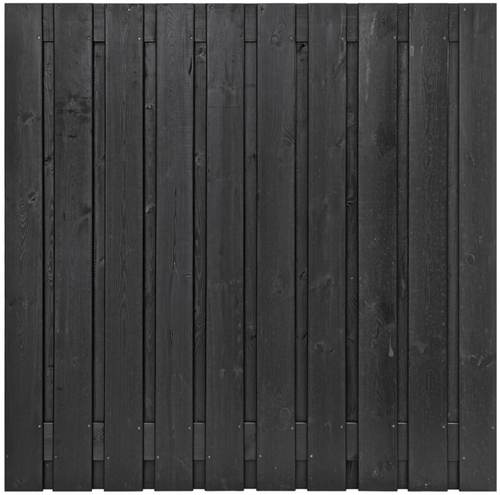 Tuinscherm, 22-planks, afm. 180 x 180 cm, ZWART gespoten