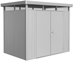 Biohort metalen berging Highline H2 - 275 x 195 cm - dubbele deur - zilver metallic