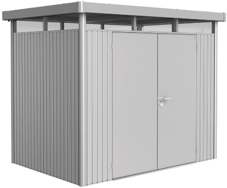 Biohort metalen berging Highline H2 - 275 x 195 cm - dubbele deur - zilver metallic