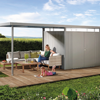 Biohort metalen berging Highline H3 - 275 x 235 cm - dubbele deur - kwartgrijs metallic-2
