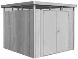 Biohort metalen berging Highline H4 - 275 x 275 cm - dubbele deur - zilver metallic