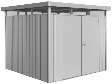 Biohort metalen berging Highline H4 - 275 x 275 cm - dubbele deur - zilver metallic