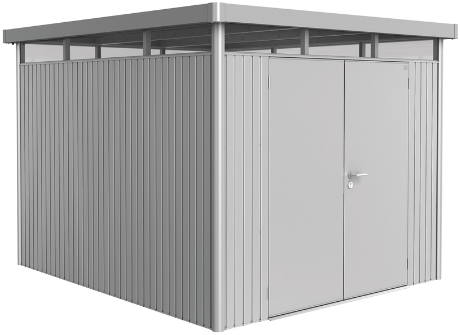 Biohort metalen berging Highline H5 - 275 x 315 cm - dubbele deur - zilver metallic