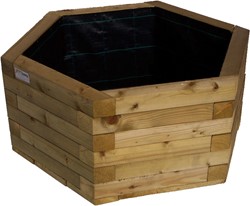 Houten bloembak, zeshoekig,  afm. 100 x 50 cm, geïmpregneerd grenen