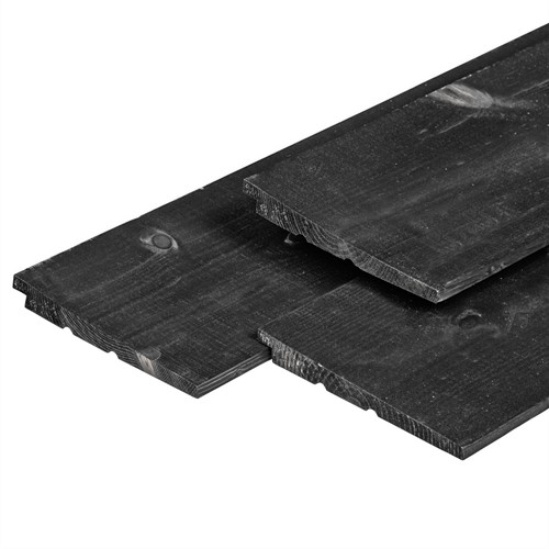 Zweeds rabat, afm. 1,1/2,2 x 19,5 cm, 18 cm werkend, vuren, zwart gespoten