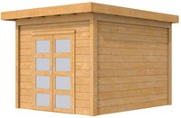 Douglas tuinhuis Roek, afm. 298 x 289 cm, plat dak, houtdikte 28 mm. - kleurloos geïmpregneerd