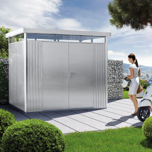 Biohort metalen berging Highline H2 - 275 x 195 cm - enkele deur - zilver metallic-2