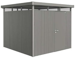 Biohort metalen berging Highline H4 - 275 x 275 cm - enkele deur - kwartgrijs metallic
