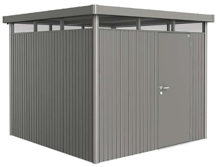 Biohort metalen berging Highline H4 - 275 x 275 cm - enkele deur - kwartgrijs metallic