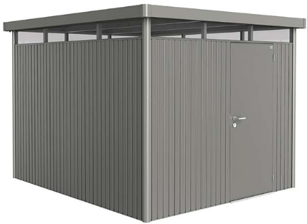 Biohort metalen berging Highline H5 - 275 x 315 cm - enkele deur - kwartgrijs metallic