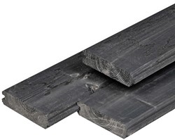 Blokhutprofiel - zwart geïmpregneerd vuren - afm. 2,8 x 12,1 - 360 cm