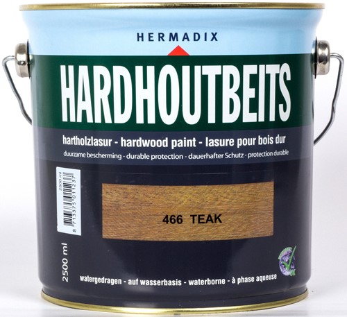 Hermadix hardhoutbeits, transparant, nr. 466 teak, blik 2,5 liter