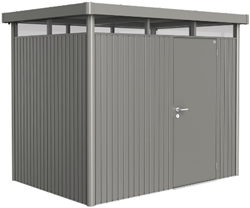 Biohort metalen berging Highline H2 - 275 x 195 cm - enkele deur - kwartgrijs metallic