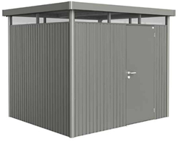 Biohort metalen berging Highline H3 - 275 x 235 cm - enkele deur - kwartgrijs metallic