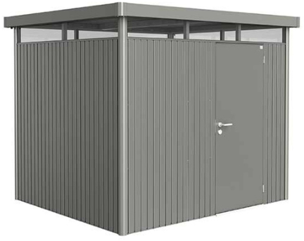 Biohort metalen berging Highline H3 - 275 x 235 cm - enkele deur - kwartgrijs metallic