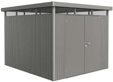 Biohort metalen berging Highline H5 - 275 x 315 cm - dubbele deur - kwartgrijs metallic