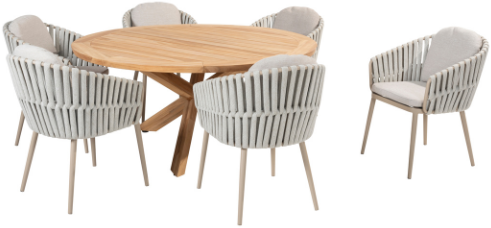 4SO Taste Eva dining set met Prado tafel - Latte - diam. 160 cm