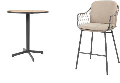 4SO Taste barset: 4 x Prego barstoel met Fiesta tafel, showmodel
