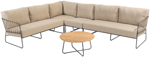 4SO Taste Prego hoek loungeset taupe met koffietafel Verdi