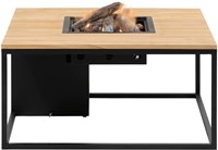 Cosiloft vuurtafel, afm. 100 x 100 x 50 cm, zwart met teak blad