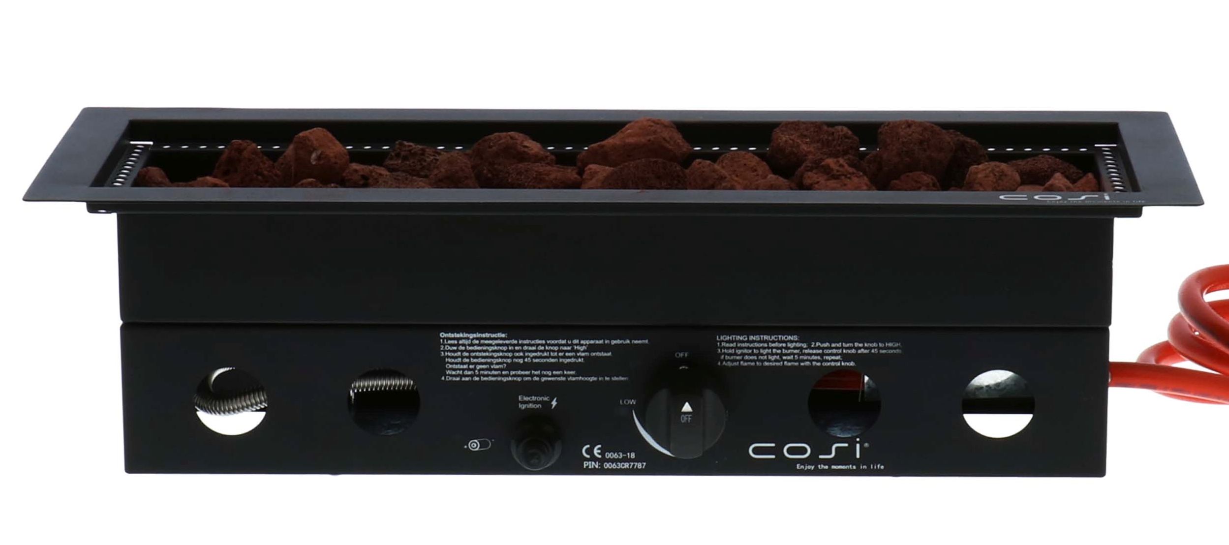 Cosi Fires vuurtafels en gaslantaarns Cosi Fires inbouwbrander Cosiburner, afm. 60 x 22 cm x 16,5 cm, 9kW, rechthoekig zwart