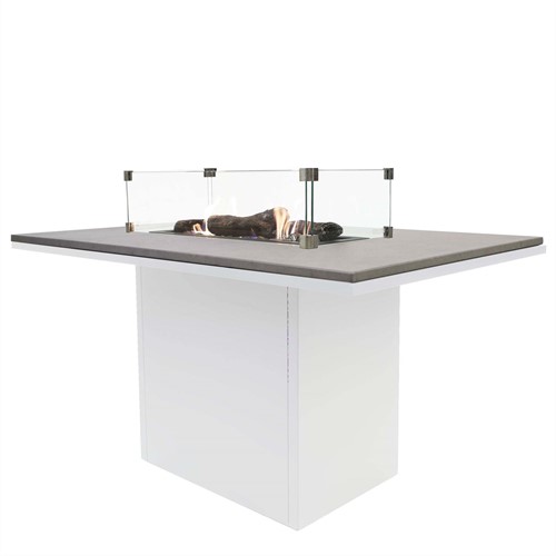 Cosi high dining tafel/vuurtafel Cosiloft, afm. 120 x 80 x 70 cm, wit met grijs blad