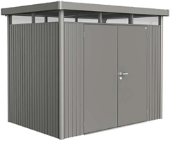 Biohort metalen berging Highline H2 - 275 x 195 cm - dubbele deur - kwartgrijs metallic