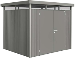 Biohort metalen berging Highline H3 - 275 x 235 cm - dubbele deur - kwartgrijs metallic